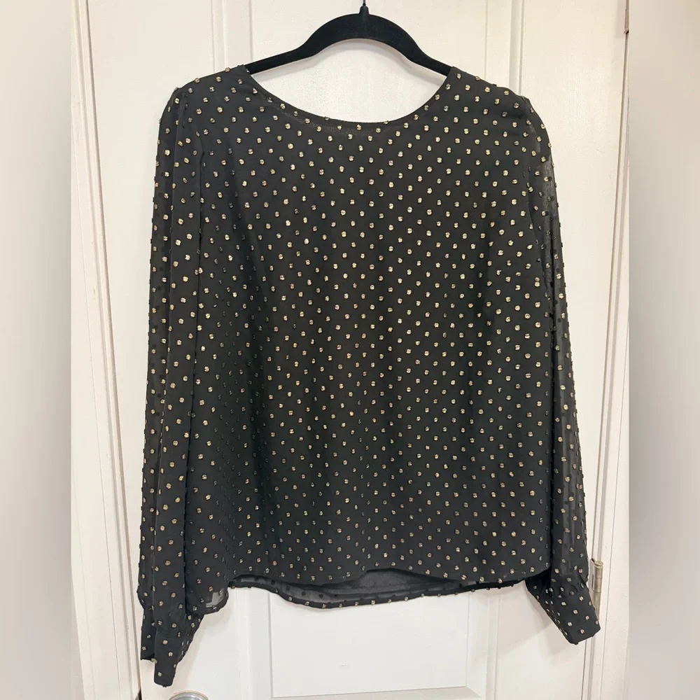 NWT J.Crew black semi sheer blouse